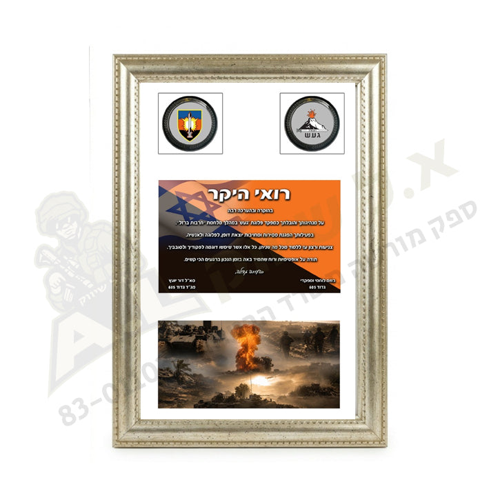 מסגרת מהודרת עם פספרטו ושני חלונות למדליה